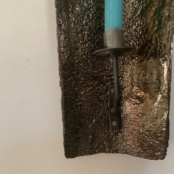 ANTHROPOLOGIE ceramic candle holder /bronzed glaze/rustic/New/18” high - Picture 4 of 7